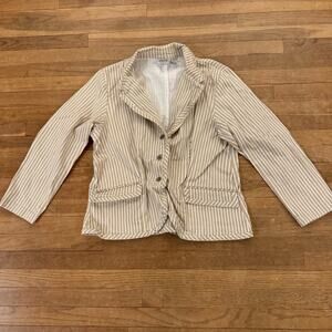 Chico's tan white stripe three button jacket size 16 (Chico's 3)
 b36